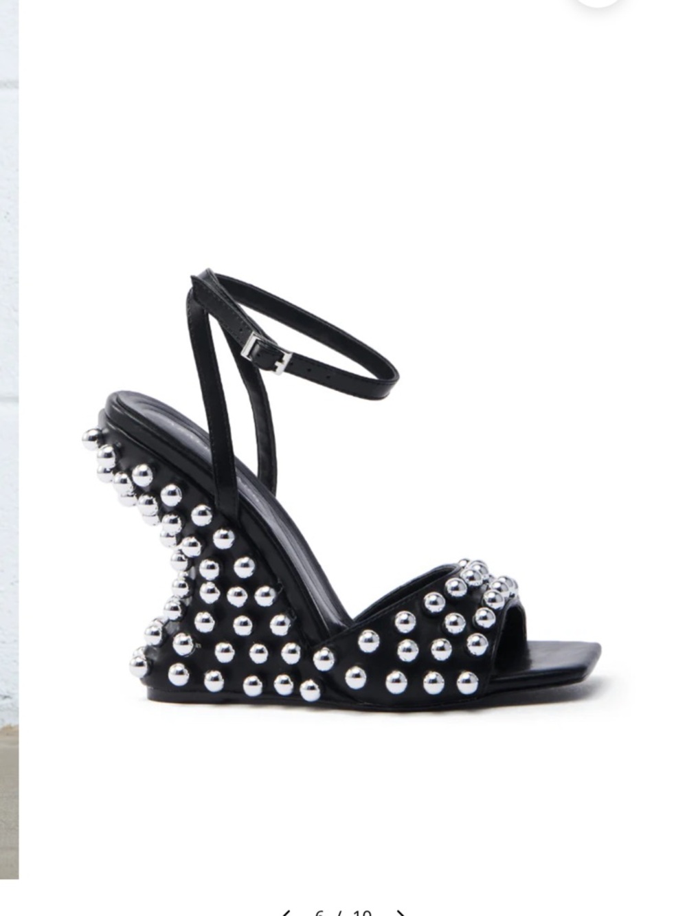 Azalea Wang Cybelle black embellished wedge sandal size 10 - Picture 6 of 13